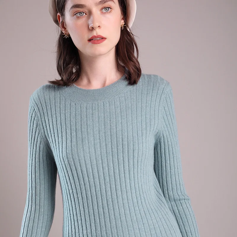 2021 Autumn/Winter O-Neck Sweater Female Thicken Long Sleeve Pullover Knitted Top 100% Cashmere Casual Women's Clothes