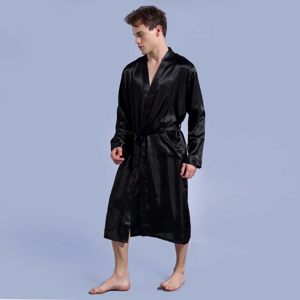 Groom Robe Emulation Silk Soft Home Bathrobe Nightgown For Men Kimono Customized Name and Date Personalized for Wedding Party