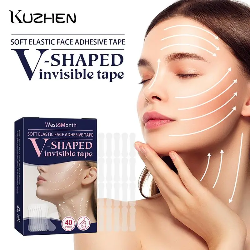 

40 шт., дышащие водостойкие V-образные наклейки для подтяжки подбородка