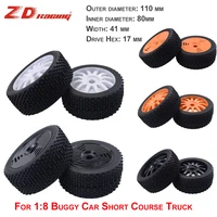 zd racing 2pcs rc wheel tire 17mm hex rim 110mm diameter tires for 18 110 rc car buggy on road short course truck tires