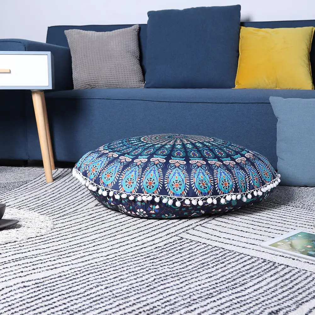 

Mandala Round Throw Pillow Case Soft Home Floor Sofa Waist Decorative Bohemia Style Party Hotel Household Textile Pillowcase
