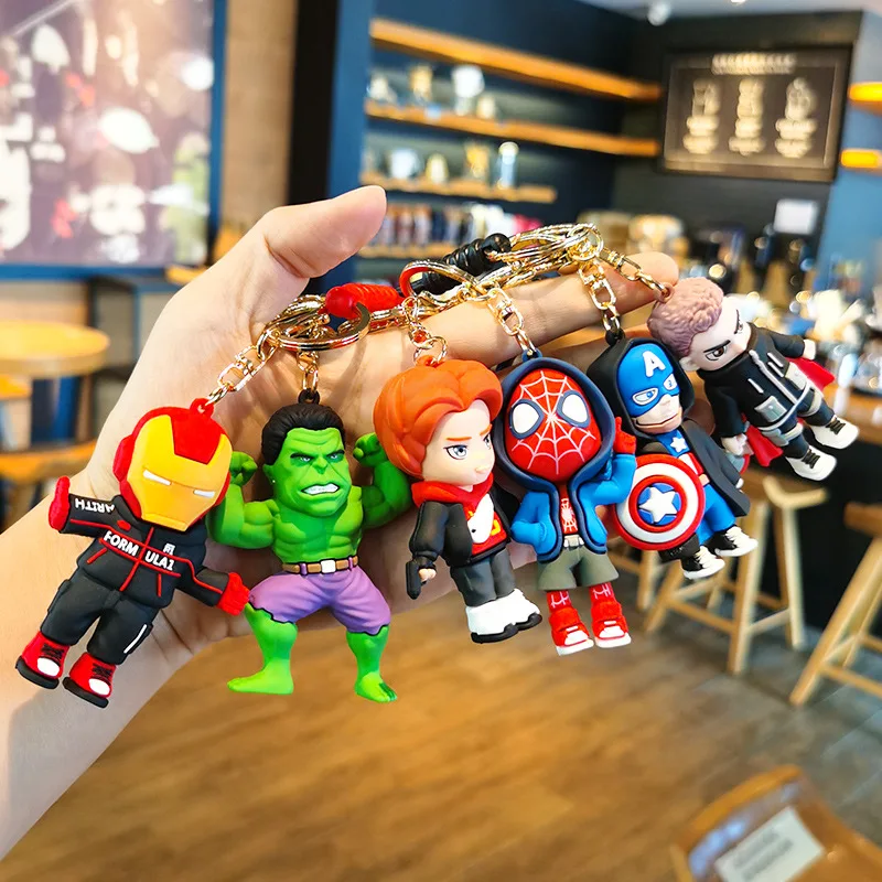 

Disney Marvel Keychains for Car Iron Man Spider Man Hulk Thor Captain America Llaveros Bag Car Key Accessories