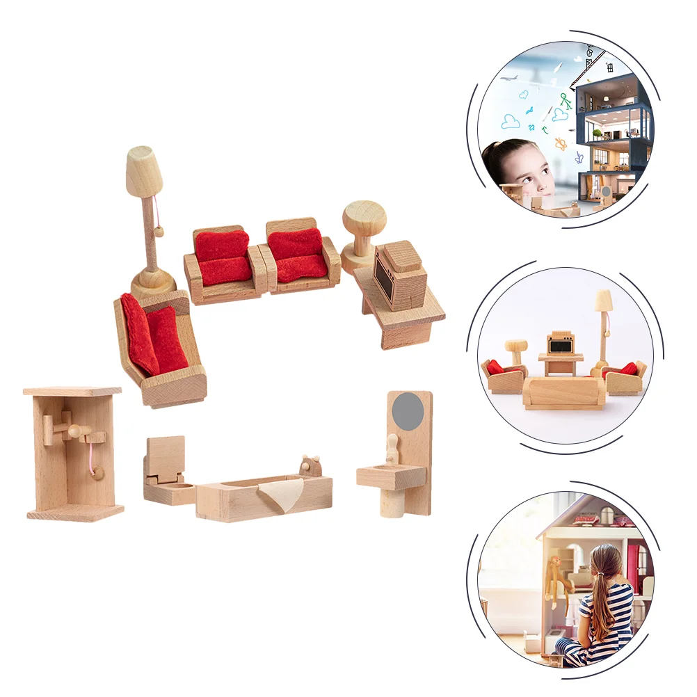 

2 Sets Doll House Building Blocks Mini Furniture Adorns Miniature Block Models