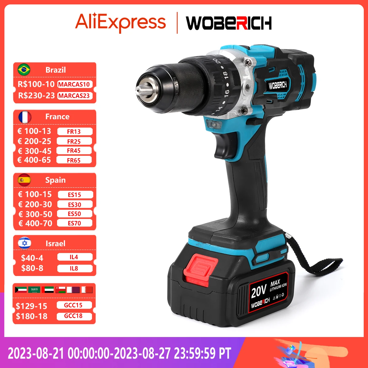 13mm Electric Drill Cordless Screwdriver Hammer Impact Drill