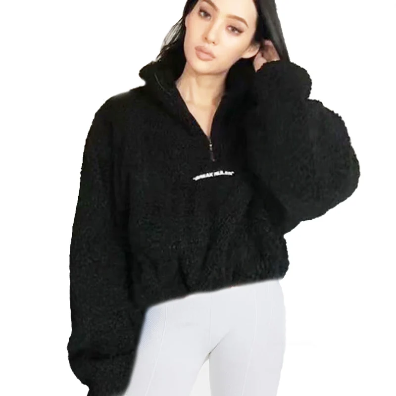 

Faux Fur Jacket Teddy Pullover Cropped Coat Comfort Wear During Cold Morning Women's Winter Coats