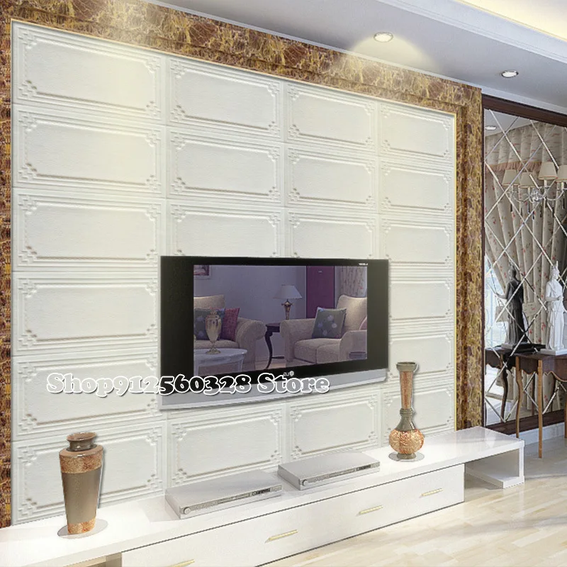 

New Self-adhesive Leather Sculpture Background Wall Soft Package Wall Stickers Tatami Anti-collision Hard Package Wall Decor