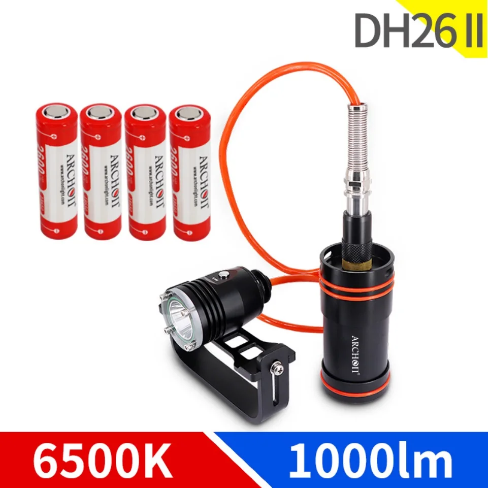 ARCHON DH26 II WH32 Diving Light Handheld CREE 1000LM Diving Flashlight Underwater 100m Dive Video Fill Light by 18650 Battery