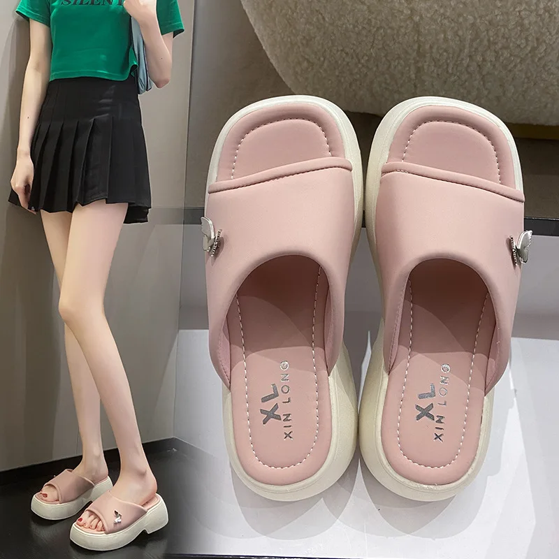 

Сказочные стильные сандалии и тапочки на толстой подошве, однословные, модные женские тапочки в Корейском стиле, Новинка лета 2023