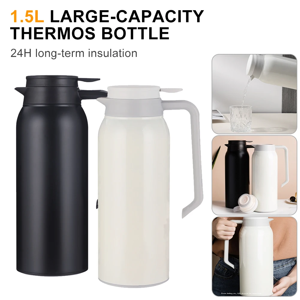 

1.5L Stainless Steel Thermal Bottle Hot Water Bottle Large Capacity Household Insulated Vacuum Pot Coffee Carafe for Home Office