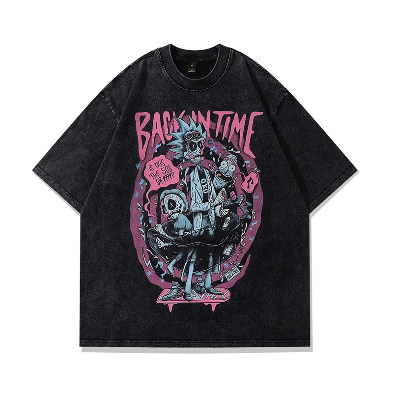 

Готические мужские футболки большого размера с забавным принтом черепа, винтажные хлопковые футболки с эффектом потертости в стиле хип-хоп, уличная одежда Harajuku, модные топы