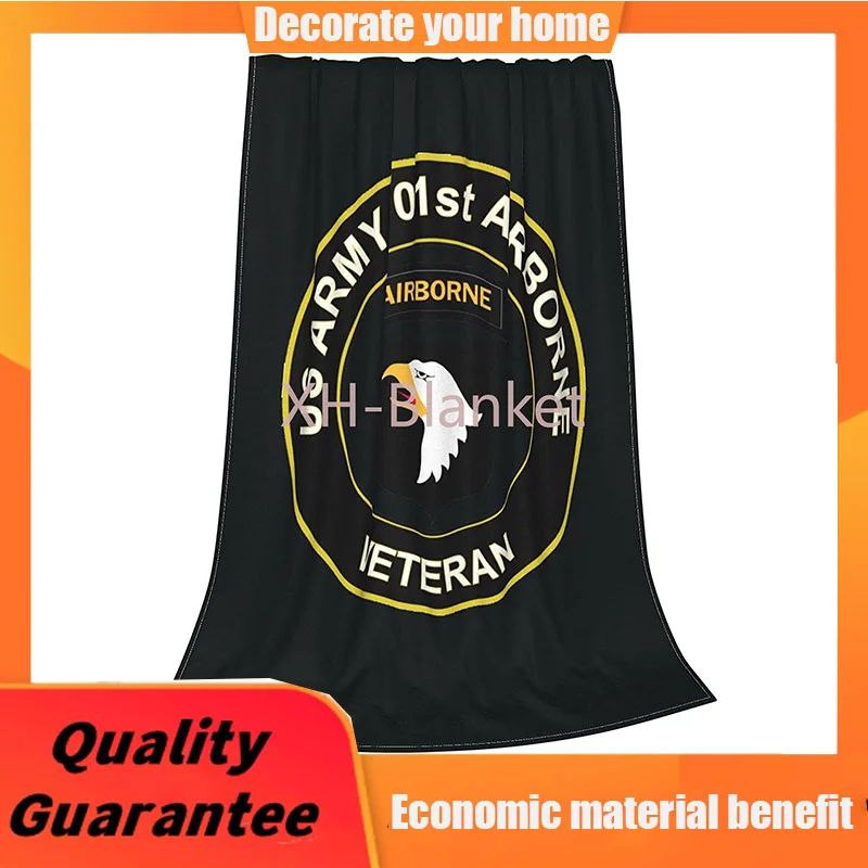 

U.S. Army Veteran 101st Airborne Division Flannel Fluffy Full Fleece Throw Blanket Queen King Size Comforter Plush Soft Cozy