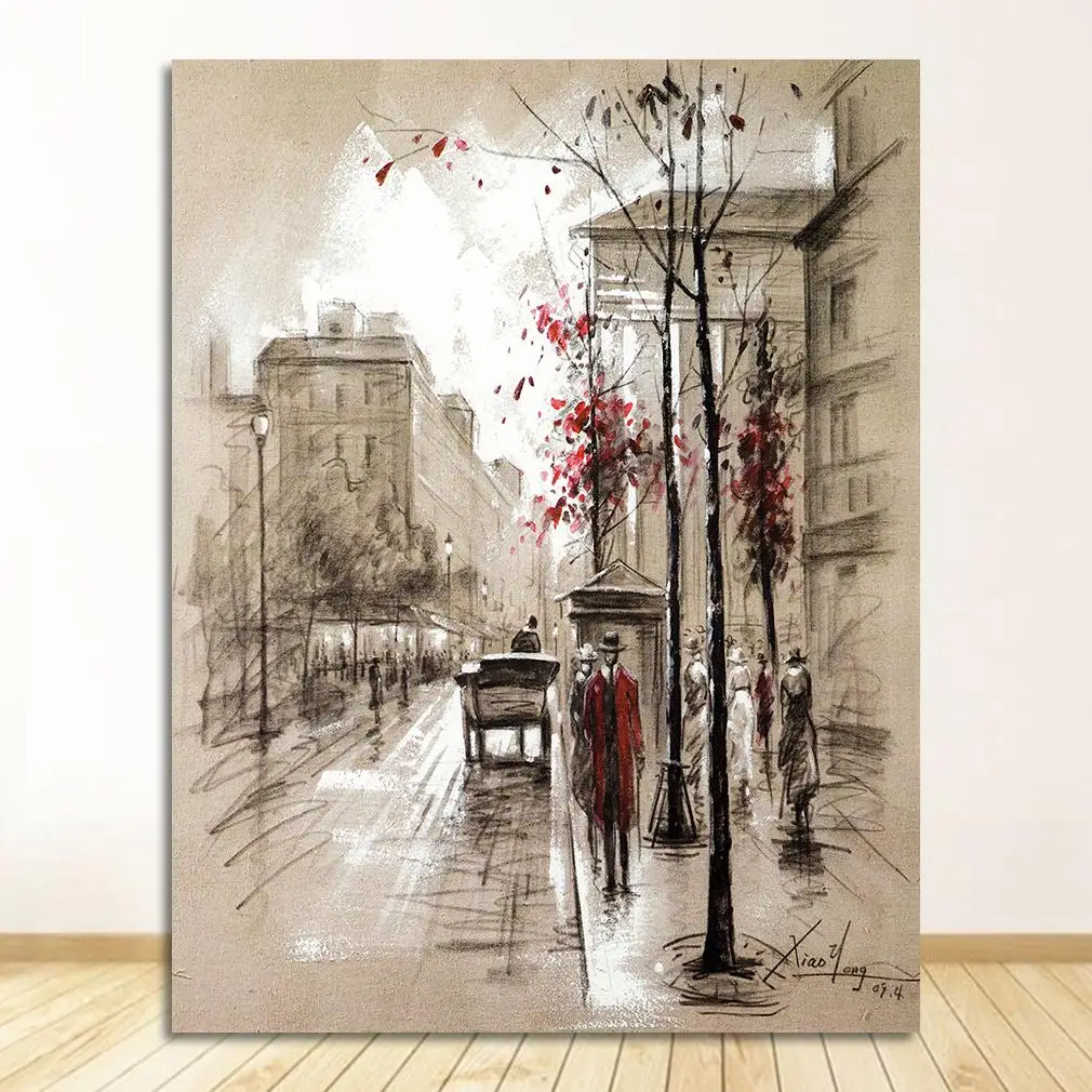 

Печатает плакаты, 3-х предметные абстрактные городские уличные пейзажные картины для гостиной, настенные художественные рамки, картины на холсте, домашний декор HD