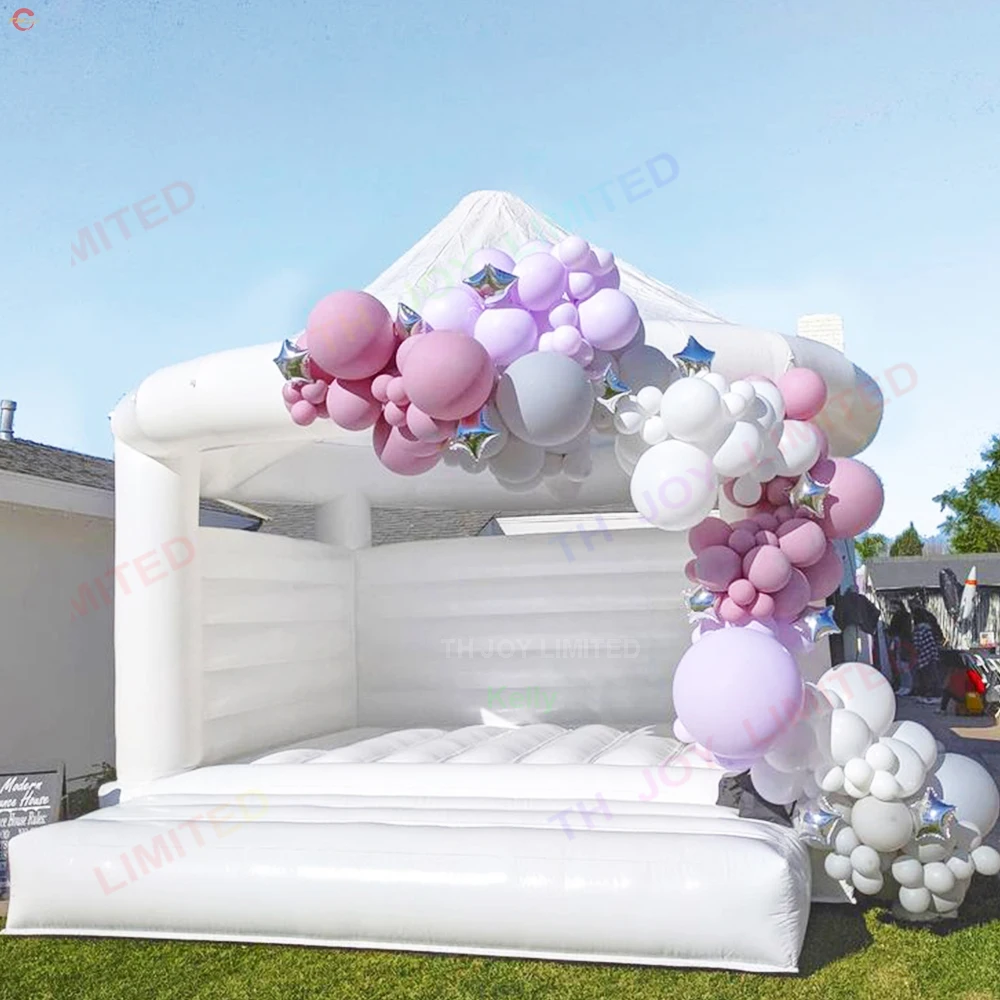 

Free Shipping 5x4m/4.5x4.2m Custom Made White Inflatable Wedding Jumping Bouncy Castle Air Bounce House Bouncers for Sale