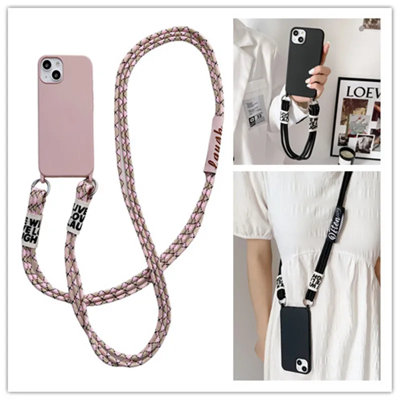 

Fashion Silicone Short Lanyard Matte Protective Shell Phone Cases Cover For Samsung Galaxy S22 S21 S20 Plus Note 20 10 Pro Ultra