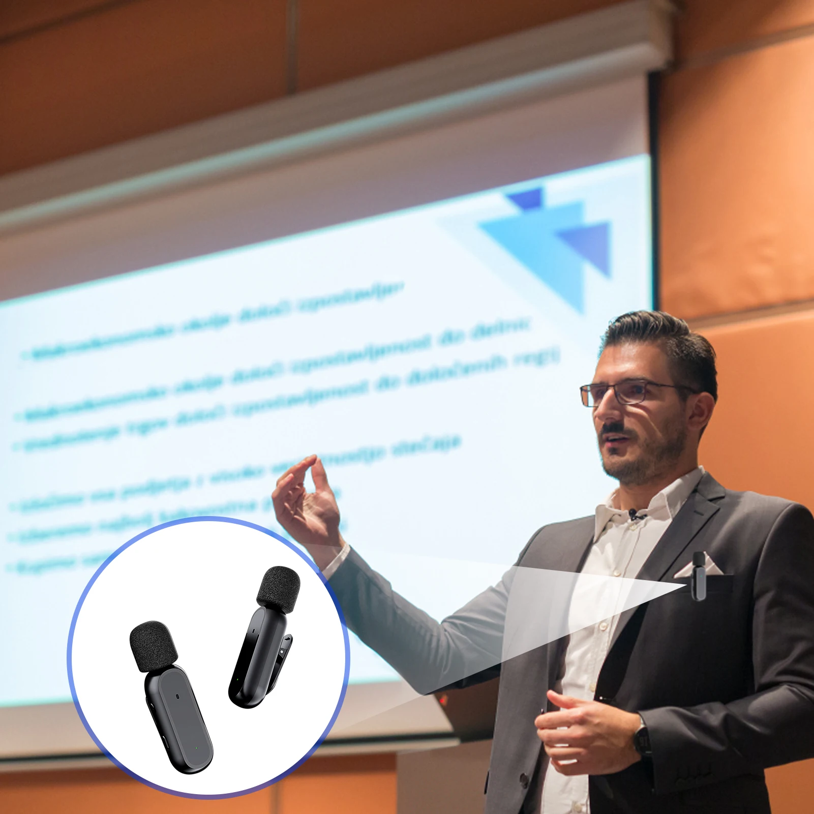 

Беспроводной петличный мини-микрофон, шумоподавление, беспроводной микрофон для записи видео, прямой трансляции, Vlog 360, всенаправленный