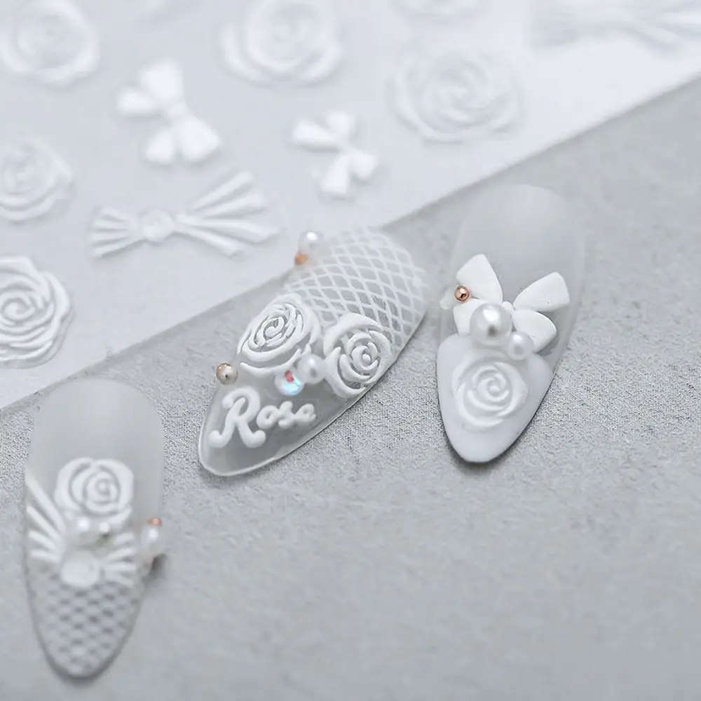 

Texture Self Adhesive Butterfly Bow Nail Stickers Flower Nail Art Decals Manicure Accessories DIY Nail Decoration