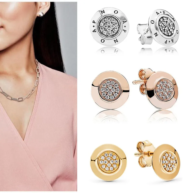 

Original 925 серьги Silver Pan Earrings Fashionable Round Close Set Pan Earrings For Women Wedding Gift Fashion Jewelry