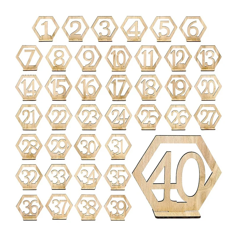 

1-40 Wedding Wooden Table Number Sign Wooden Bar Cafe Number Table Sign Seat Number Plate Wedding Party Decoration Easy Install