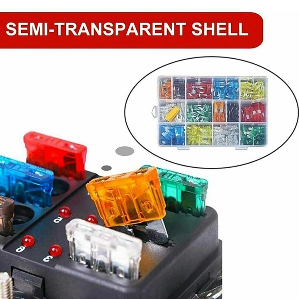 

300 Pieces/Set Car Fuse Detachable Short-circuit Protection Transparent Case Automotive Truck Motorbike Boats Fuses