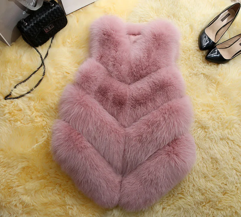 Warm Faux Fox Fur Vest Woman Fluffy Artificial Fur Coat Female Fake Fur Sleeveless Jacket Winter Thick Coats Casual Outerwear