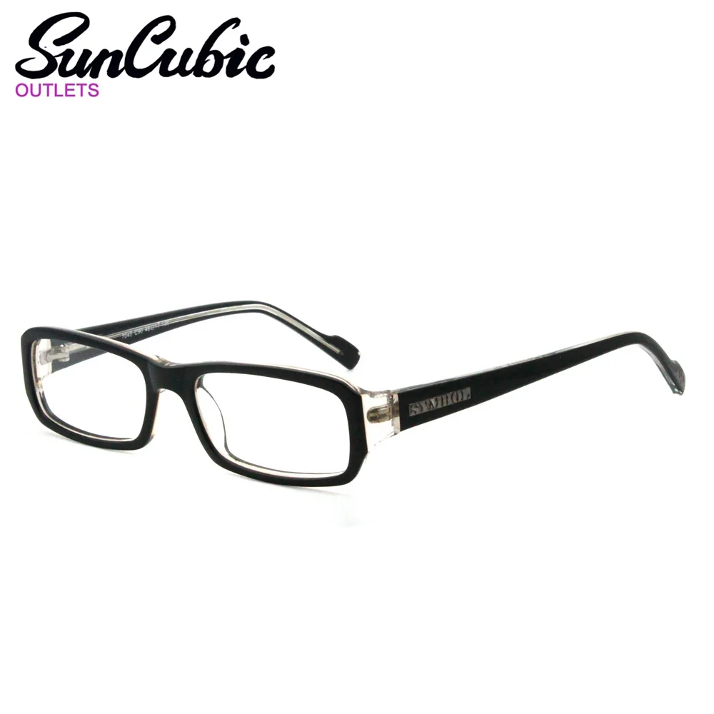 

7040-C90 Eyeglasses Rectangle Clean Lens Men Optical glasses Black on Crystal Color Glasses Frame Classic Acetate Male Eyewear