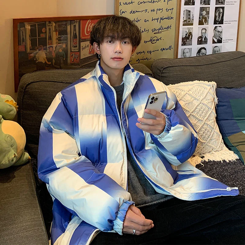 Winter Jacket Men Warm Fashion Casual Thicken Plaid Jacket Men Streetwear Korean Loose Thick Short Coat Mens Parker Clothes