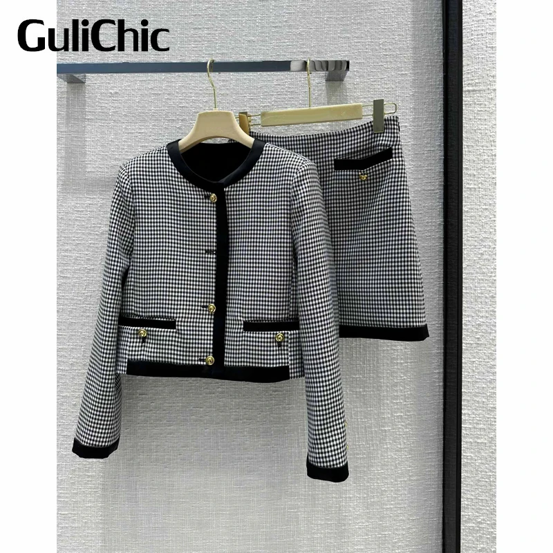 

Женский костюм GuliChic 12,27 года, яркий костюм из короткой куртки с круглым вырезом и мини-юбки контрастных цветов