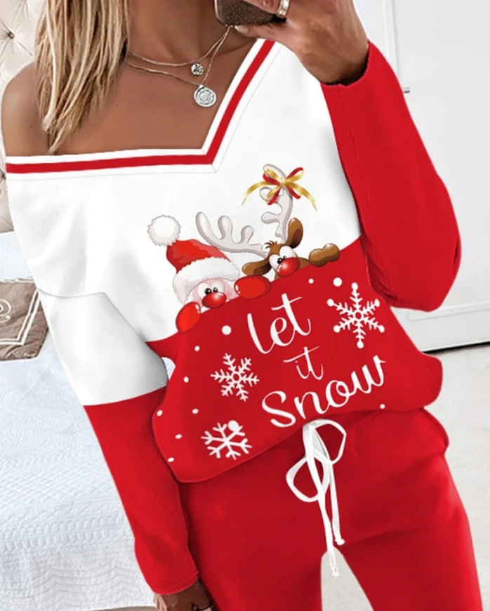 Женская одежда из двух предметов Рождественский мультфильм Санта-Слауса с