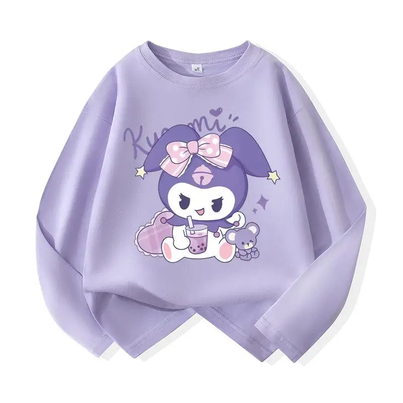 Новинка Милая футболка Sanrio Kuromi My Melody Hello Kitty с длинным рукавом стильный детский