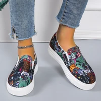 sneakers women print fashion loafers 2022 new flat light walking shoes color 43 size all match vulcanized shoes zapatos de mujer
