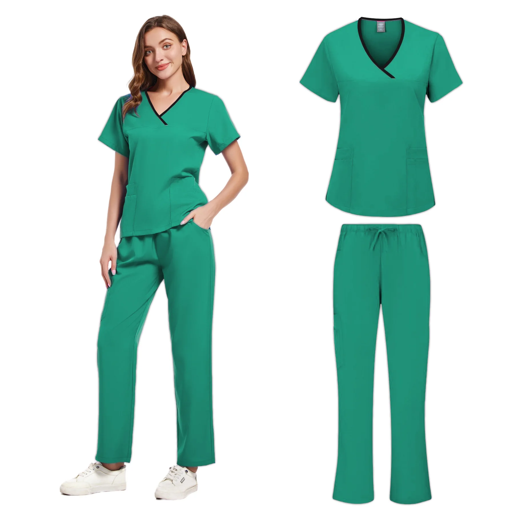 Slim Fit медицинская униформа для женщин и мужчин наборы скрабов аксессуары врачей