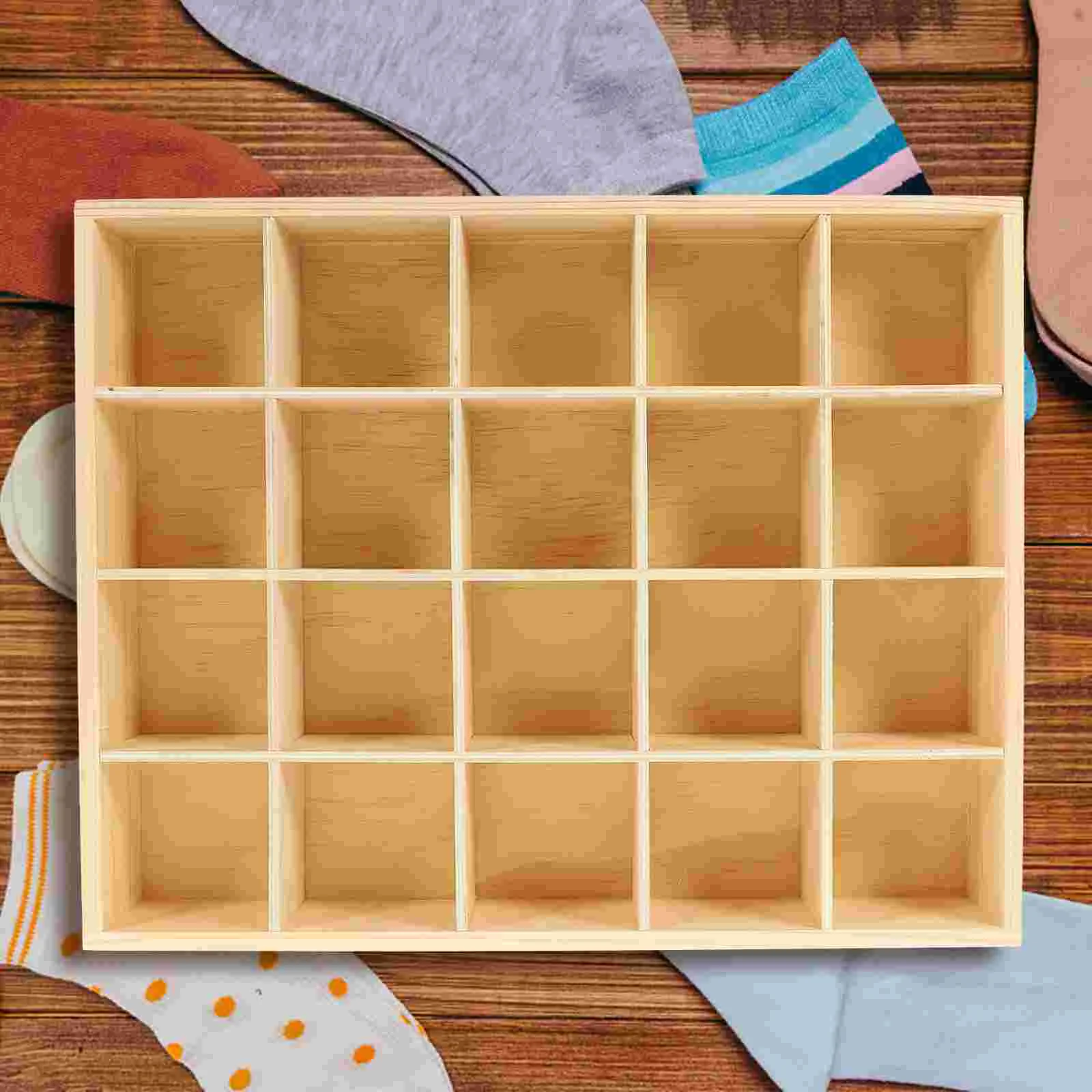 

Wood Storage Box with 20 Compartment Socks Storage Tray Socks Organizer Storage Box Sorting Tray Sundries Container for and