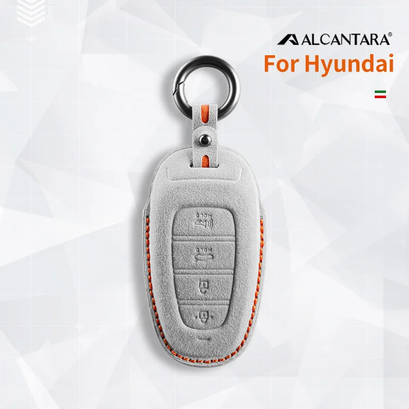 

Alcantara Car Accessories Fob Key Case Cover Holder For Hyundai Solaris Azera KONA Elantra KAUAI Grandeur IG Accent Santa Fe