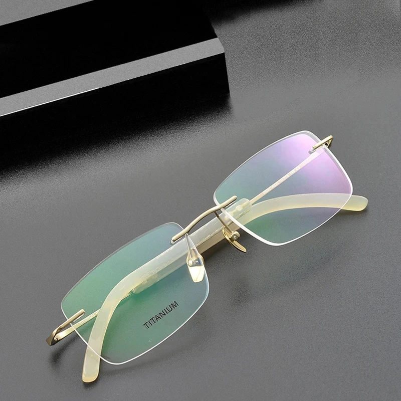 Рог буйвола титановые мужские очки в полуоправе натуральные оптические ручной