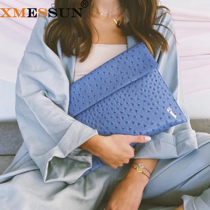 

XMESSUN Women Pouch Laptop Sleeve Bag Ostrich Pattern Female Fashion Clutch New Trendy Macbook Notebook Pro Air Cover Ins