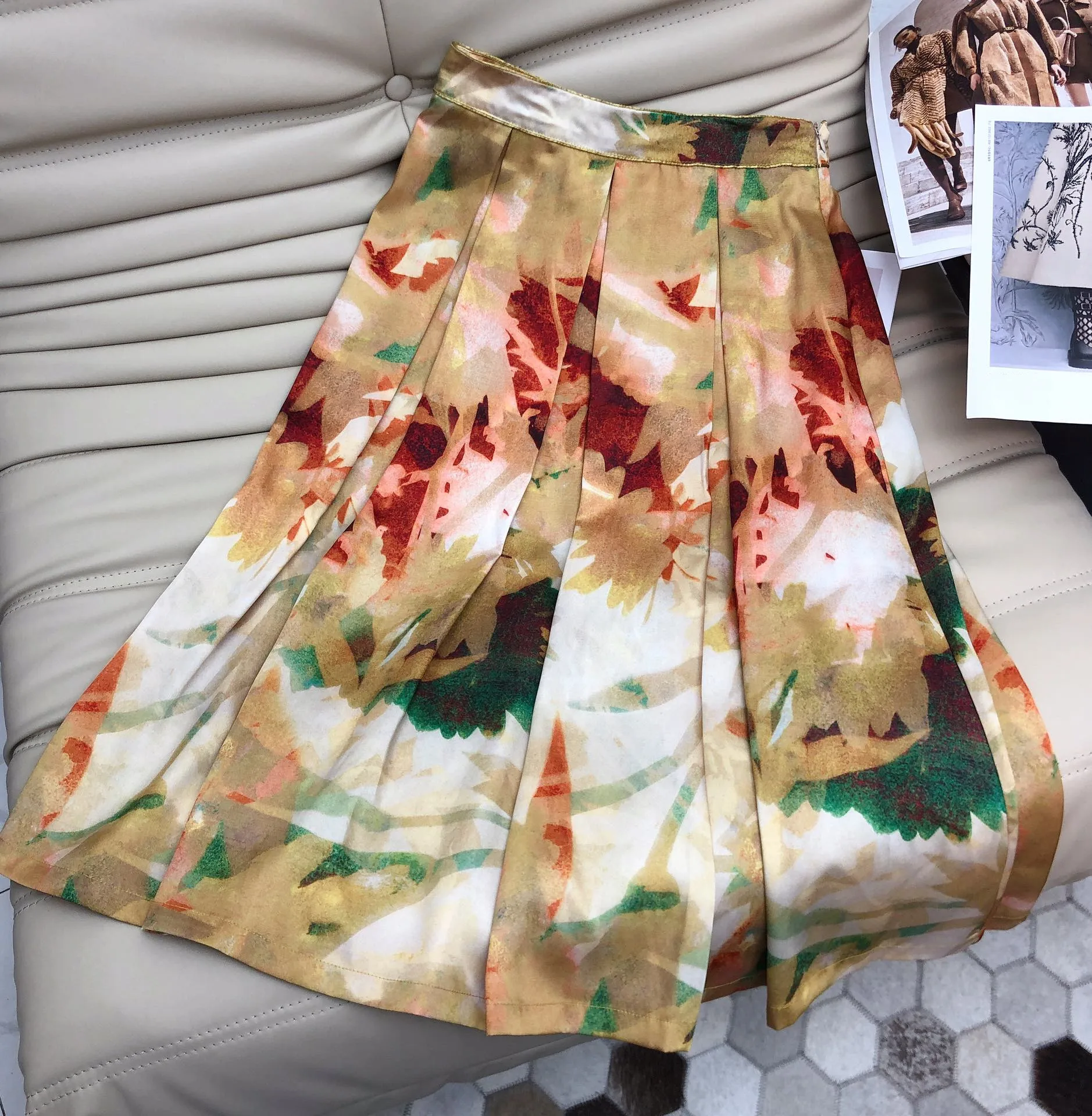 

Woman Clothes Shorts Women Clothing Skirt Fashion Women's Skirts Summer 2022 Midi Skirts High-waisted Printing Pleated Skirt
