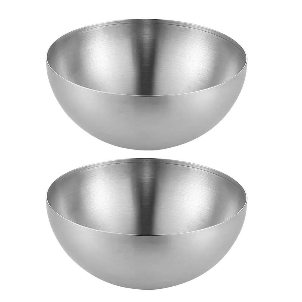 

2Pcs Bowls Stainless Steel Salad Bowl Round Mixing Bowls Fruit Washing Basin Household Tableware for Party Kitchen