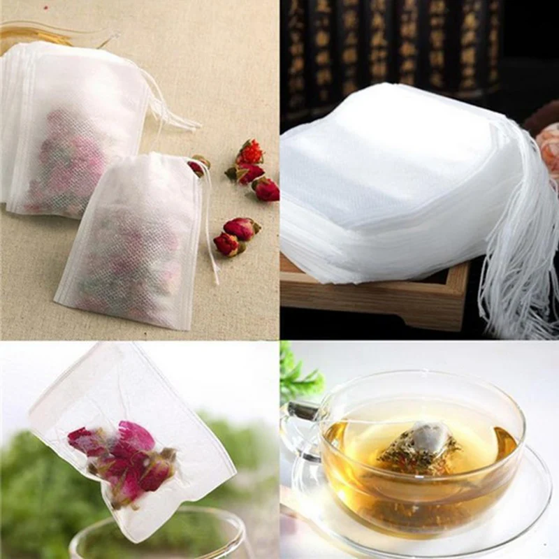 

100Pcs/Lot Tea Bags 5*7 5.5 x 7 6*8cm Empty Scented Tea Bags With String Heal Seal Filter Paper for Herb Loose Tea