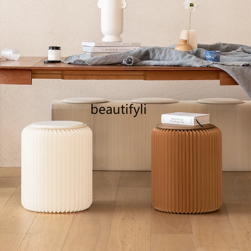 

yj Folding Stool round Stool Shoe Changing Stool Household Small Stool Bench Stackable Portable Children's Short Stool