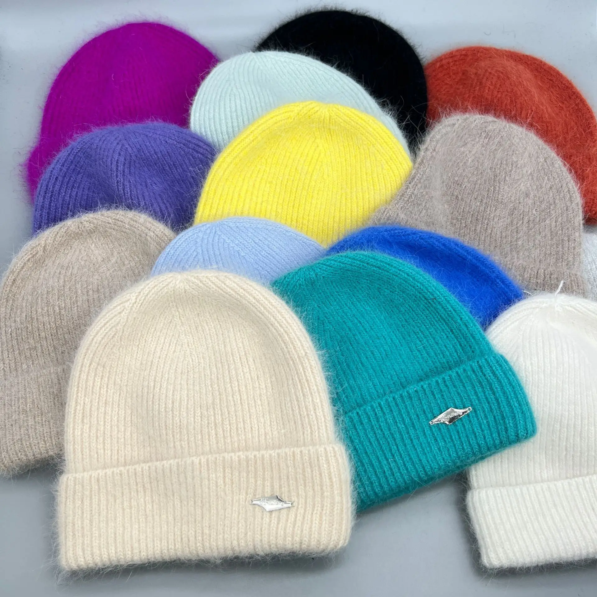 Hot Sale Winter Hat Real Rabbit Fur Winter Hats For Women Fashion Warm Beanie Hats Women Solid Candy Color Streetwear Winter Cap