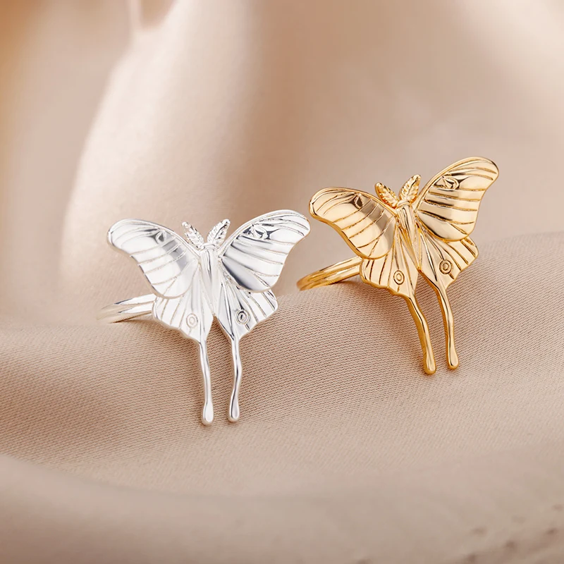 

Vintage Butterfly Rings For Women Gothic Black Wings Metal Punk Animal Fashion Finger Ring Party Jewelry Friend Gift Teen