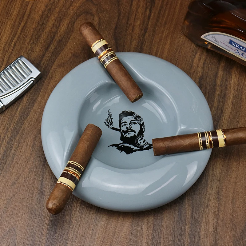 

Portable Ceramic Cigar Ashtray 3 Cigars Ash Tray Cuba Cigar Gadgets Tobacco Cigarette Ashtrays Holder Smoking Accessories