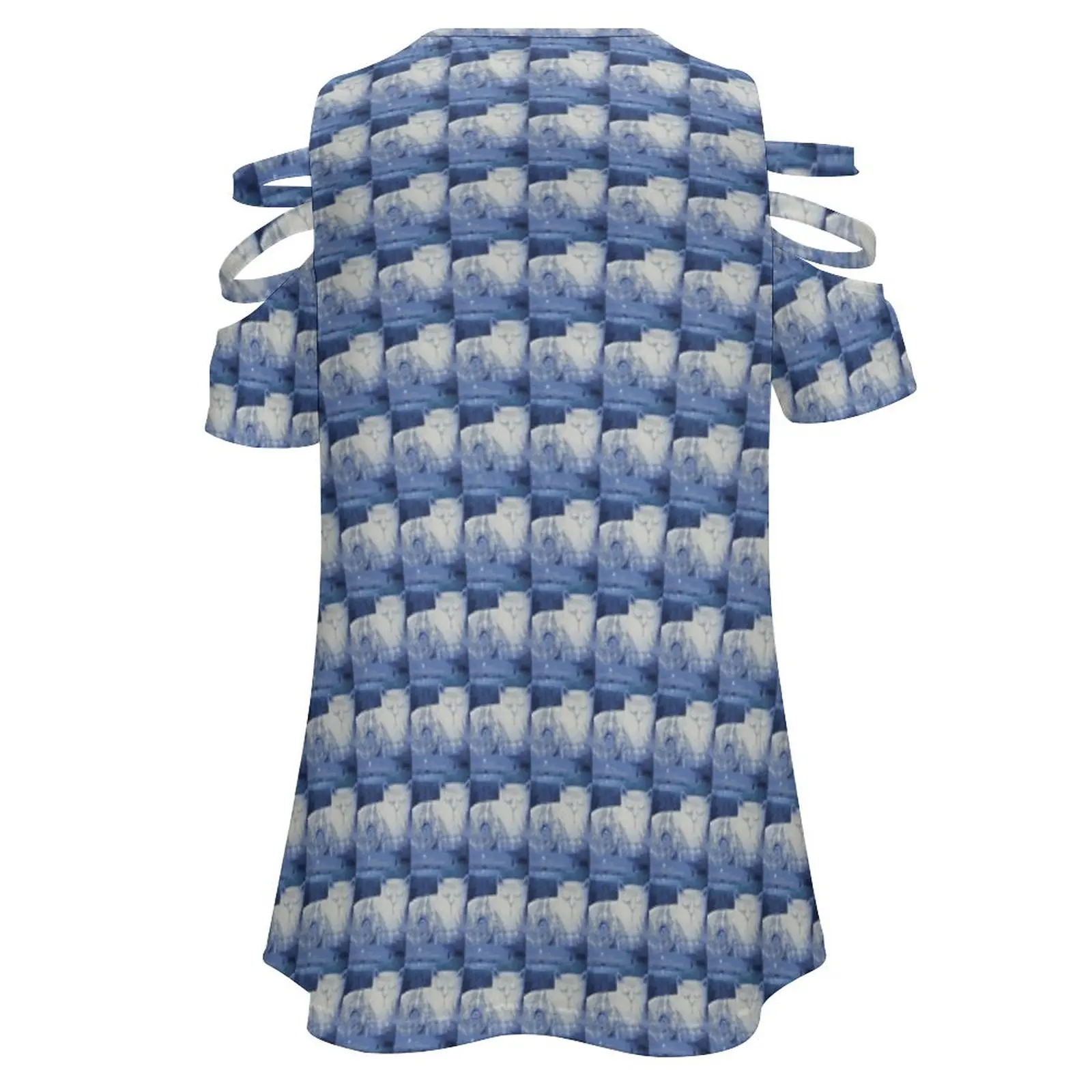 Слепой белый кот на лунной ночи. Женская футболка с круглым вырезом повседневные