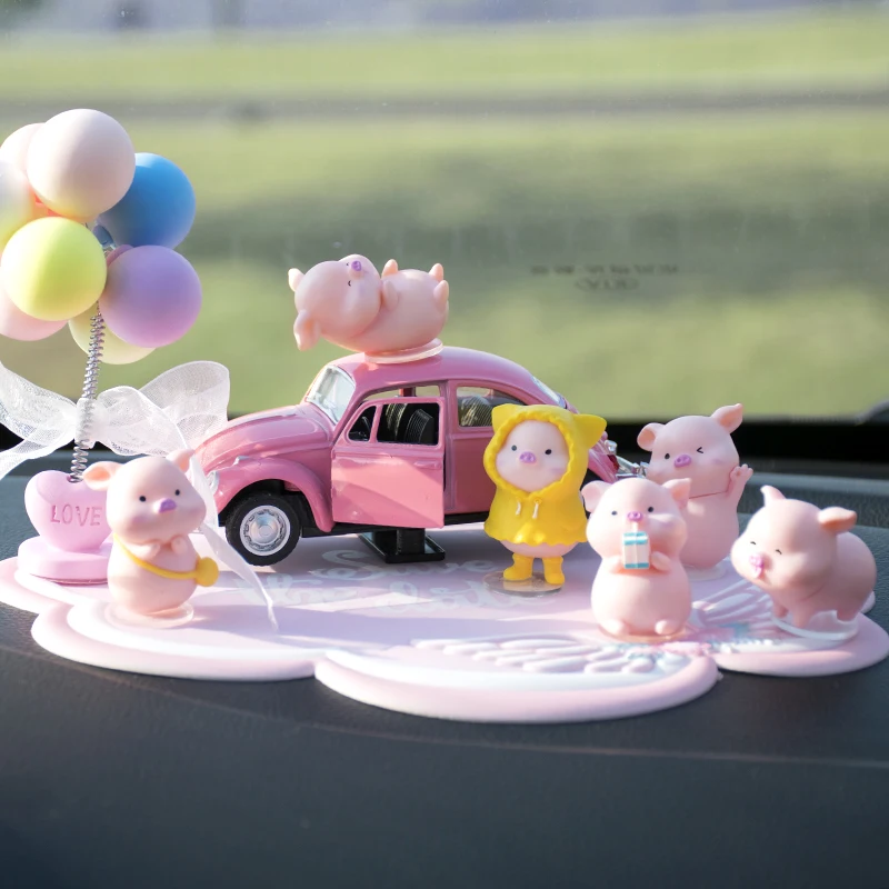 Creative personality new piggy alloy car model car decoration desktop cake decoration for girls girlfriend birthday gifts