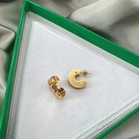timeless wonder brass half circle geo cc stud earrings for women designer jewelry gothic runway ins top rare luxury brand 6315