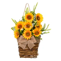 sunflower welcome wreath artificial sunflowers hanging basket garden hanging wreath fake sunflower decor