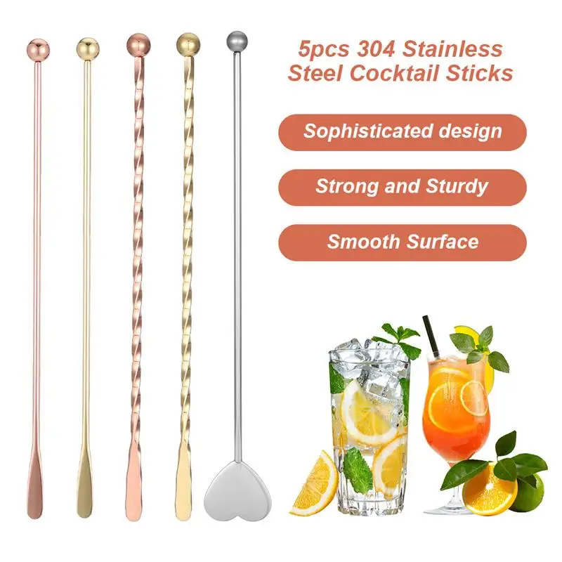 

Stirrers Sticks 304 Stainless Steel Stirring Rod Gold-Plated Coffee Milk Tea Beverage Stirrers Stir Cocktail Drink Swizzle Stick