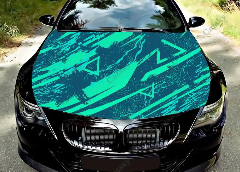 

Абстрактные гранж-образные виниловые наклейки на капот автомобиля, виниловая пленка, наклейки на крышку двигателя, автомобильные аксессуары