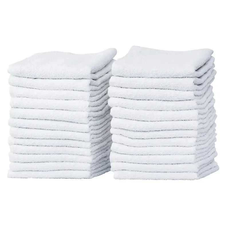

24-Pack White 100% Cotton Towel Washcloths, Durable, Lightweight, Commercial Grade and Ultra Absorbent