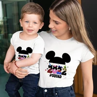 disney mickey squad family t shirt 2022 mother kids boys matching clothes fashion biglittle brother set tops mom and son tees